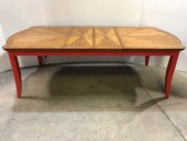 MIDCENTURY MODERN MID CENTURY MODERN FUNKY DINING ROOM TABLE, 2 LEAF EXTENSIONS (LEAF EXTENSION 95.5