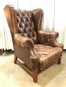 Leather Chair, Matching Ottoman Available, Tufted, Wingback