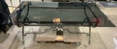 GLASS COFFEE TABLE, TABLE WITH GLASS, METAL COFFEE TABLE